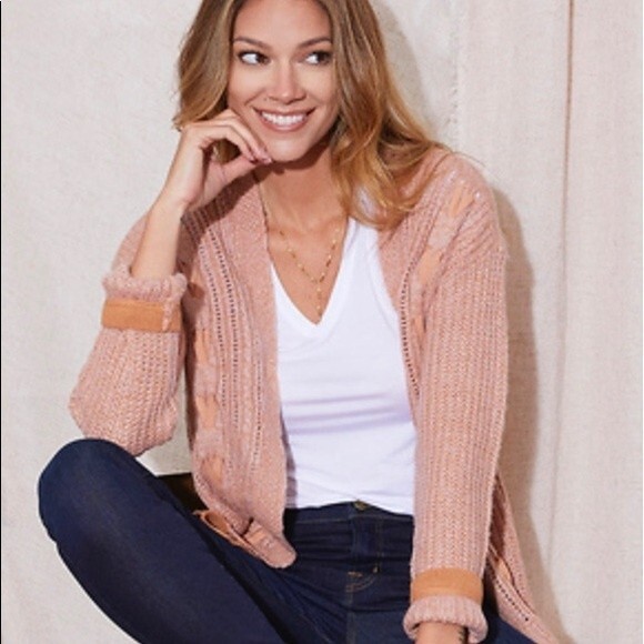 Mystree Open Front Knit Sweater Cardigan Contrast Hem S - Picture 4 of 8